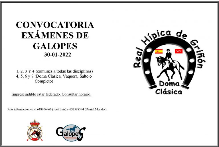 Exámenes de galopes - enero 2022